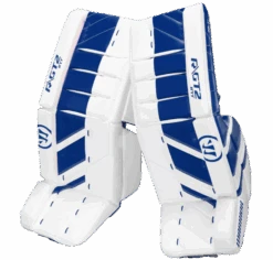 Warrior Ritual GT2 Intermediate Goalie Pads (w/ Knee Pads) -Bauer Sales warrior ritual gt2 intermediate goalie pads white blue